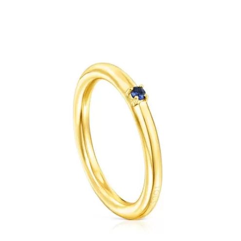 TOUS Anel Ring Mix em Prata Vermeil e Safira azul< Anéis Prata | Anéis Pequenos