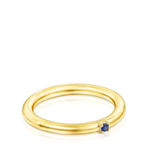 TOUS Anel Ring Mix em Prata Vermeil e Safira azul< Anéis Prata | Anéis Pequenos