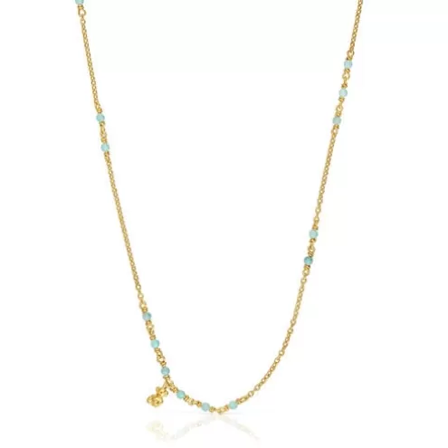 TOUS Colar em prata vermeil e amazonite Bold Bear< Colares De Prata | Colares Curtos