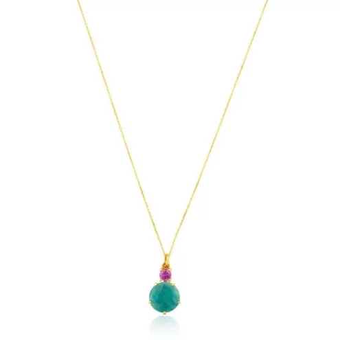 TOUS Colar Ivette em com Amazonite e Rubi< Pingentes De Ouro | Colares De Ouro