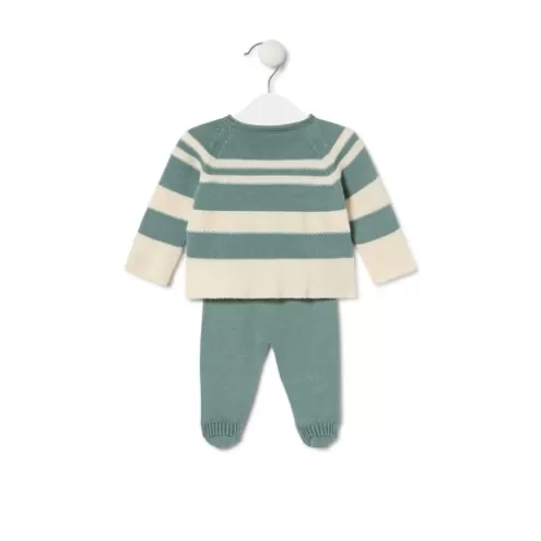 TOUS Conjunto de malha de bebé Tricot às riscas verde< Bebé