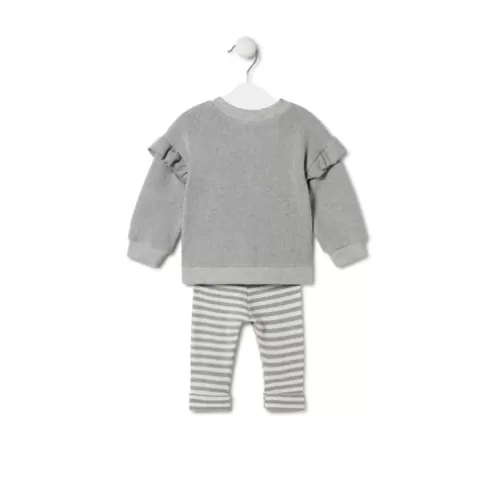 TOUS Conjunto de menina liso e às riscas Grey cinzento< Bebé