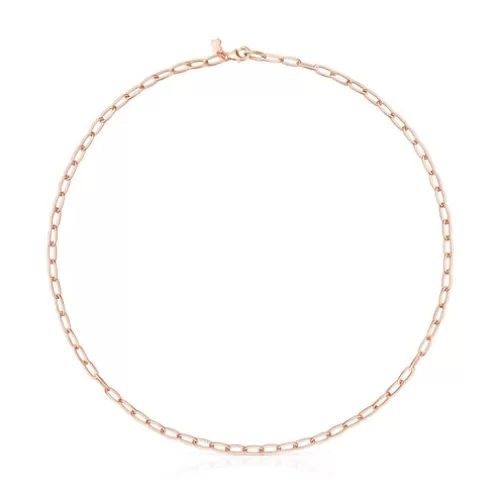 TOUS Gargantilha Chain oval em Prata vermeil rosa< Colares De Prata | Gargantilhas