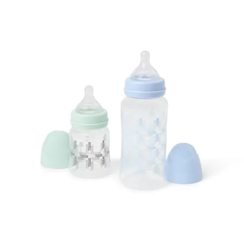 TOUS Pack de 2 biberões de bebé Square azul celeste< Bebé | Complementos