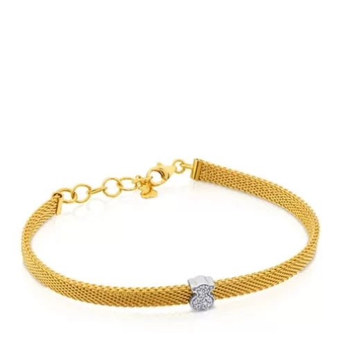 TOUS Pulseira Icon Mesh em ouro com diamantes< Pulseiras Ouro | Pulseiras Corrente