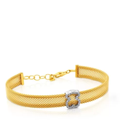 TOUS Pulseira Icon Mesh em ouro com diamantes< Pulseiras Ouro | Pulseiras Corrente