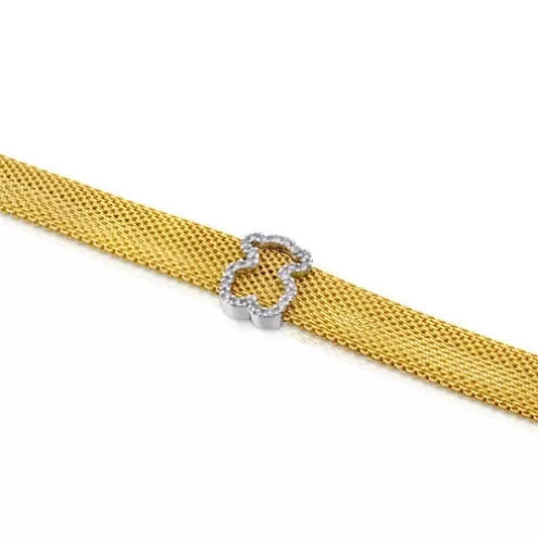 TOUS Pulseira Icon Mesh em ouro com diamantes< Pulseiras Ouro | Pulseiras Corrente