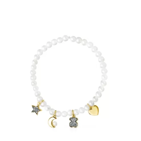 TOUS Pulseira Nocturne de Pérolas, Prata Vermeil e Diamantes< Pulseiras De Prata | Pulseiras Pérolas