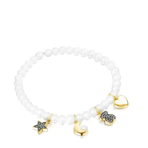 TOUS Pulseira Nocturne de Pérolas, Prata Vermeil e Diamantes< Pulseiras De Prata | Pulseiras Pérolas