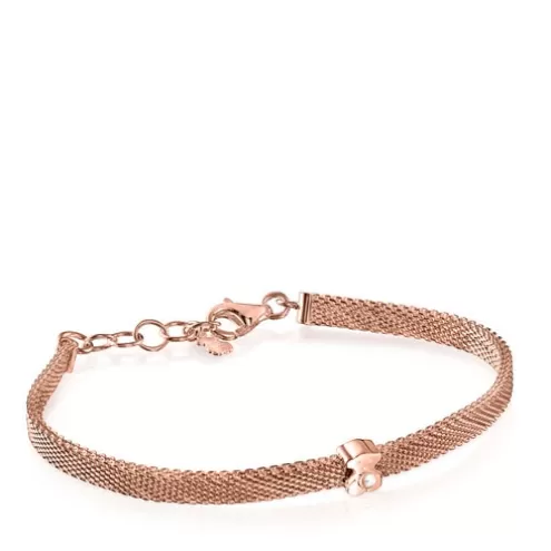 TOUS Pulseira Real Sisy em Prata Vermeil rosa com Pérola< Pulseiras De Prata | Pulseiras Pérolas