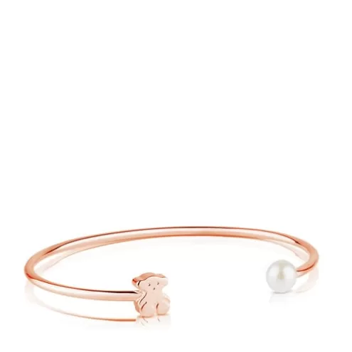 TOUS Pulseira Super Micro em Prata Vermeil rosa com Pérola< Pulseiras De Prata | Pulseiras Pérolas