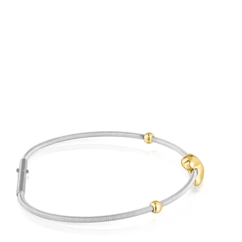 TOUS Pulseira urso em ouro e aço Mesh Tube< Pulseiras Ouro