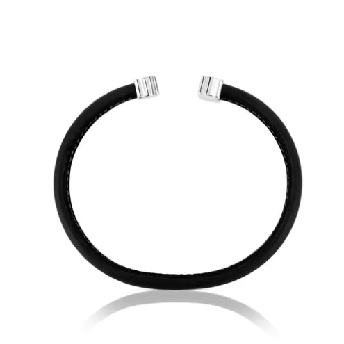 TOUS Silver and Black Leather Sweet Dolls Bracelet< Pulseiras De Prata | Escravas