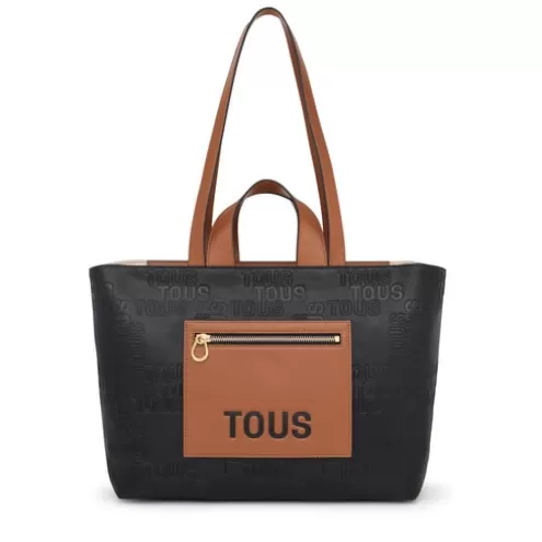 TOUS Tote bag média preta e castanha Nanda< Tote Bags